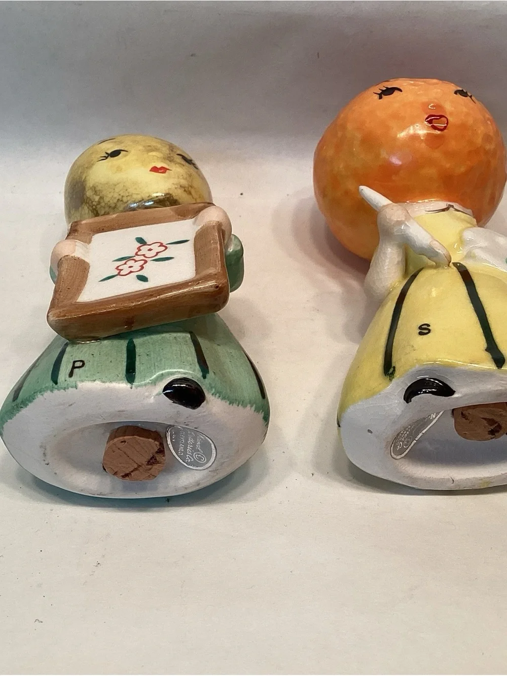 Vintage Anthropomorphic Orange & Lemon Salt & Pepper NEW OS Napco Japan 50s